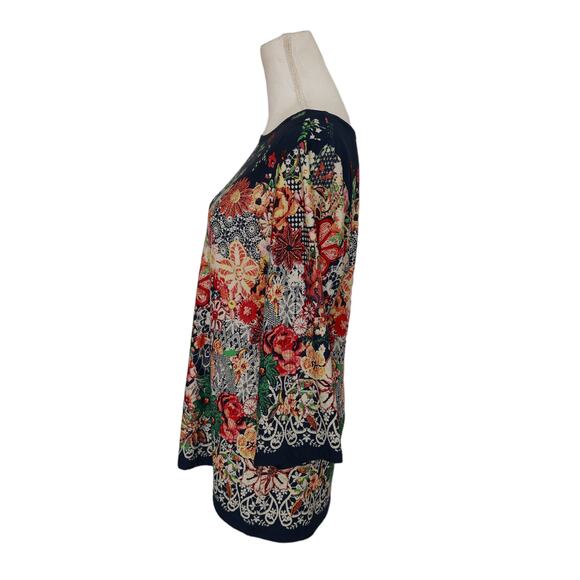 Melissa Paige women's Blouse stretchy floral bright colorful medium - Picture 5 of 6